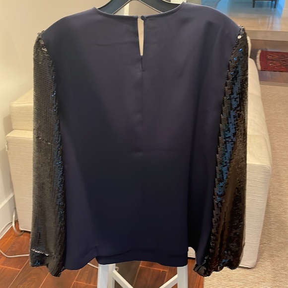J.Crew navy blue top with sequin sleeves - Picture 3 of 6